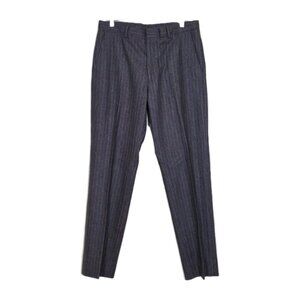 DKNY Classic Dress Trousers Mens US 34 Brown Striped Wool Cashmere Pockets Italy